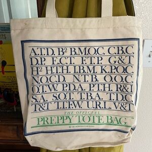 Official Preppy Tote Bag with Blue and Green Print Workman Press 1981